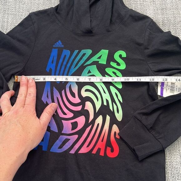 Adidas Shirt Boys‎ Size 4 Black Hoodie Pullover - Picture 4 of 6